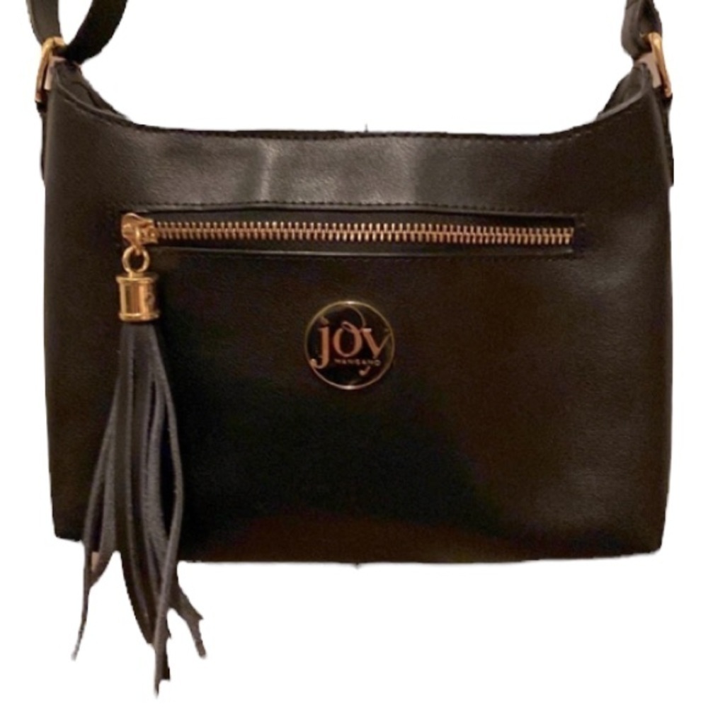 NEW Leather Joy Mangano Mini Purse, Crossbody bag. Gold tone accents. NWOT